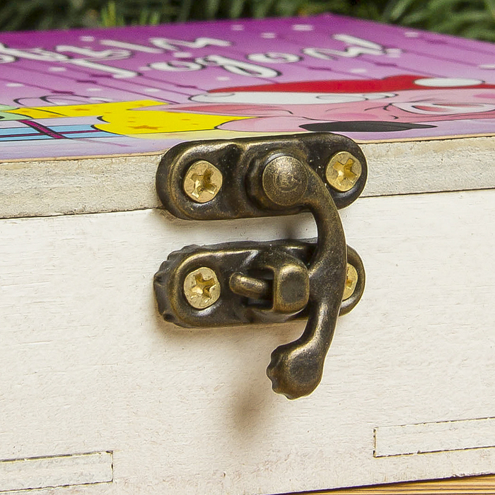 Шкатулка фанера "С Новым годом. Поросенок" 12х15х3,5 см