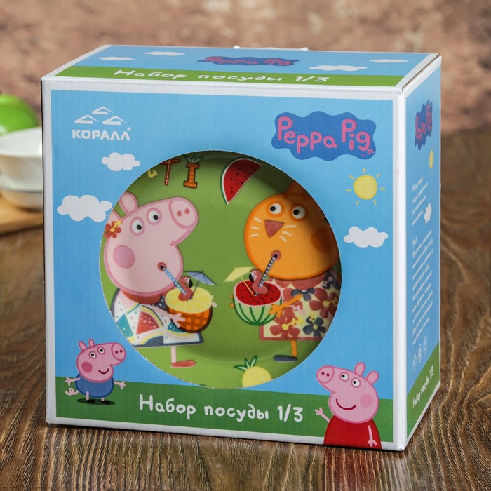 Набор посуды "Свинка Пеппа. Фрукты", 3 предмета, в подарочной упаковке