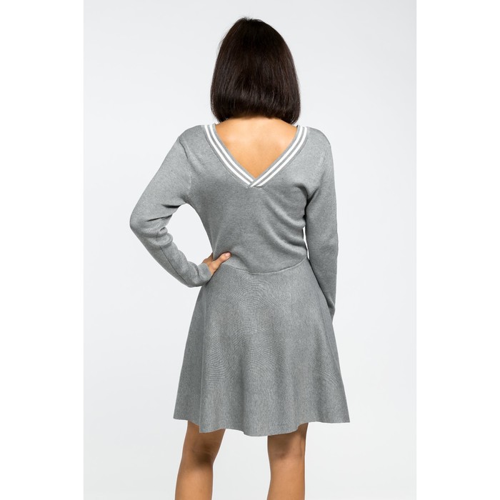Платье вязаное V-вырез, р.44, цв. серый,
