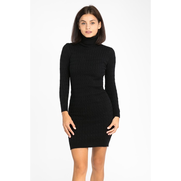 Платье вязаное коса, р.42, цв. чёрный,