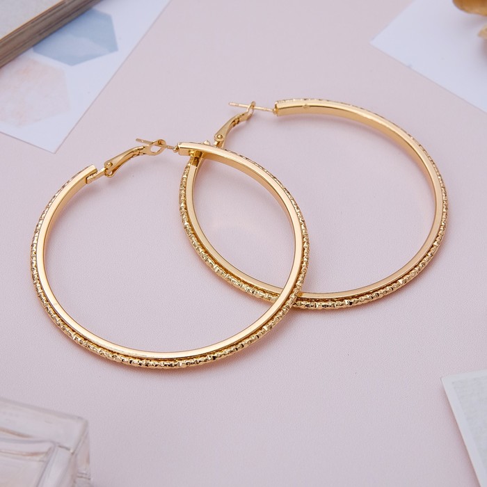 Серьги-кольца "Классика" рифлёные, цвет золото, d=6 см