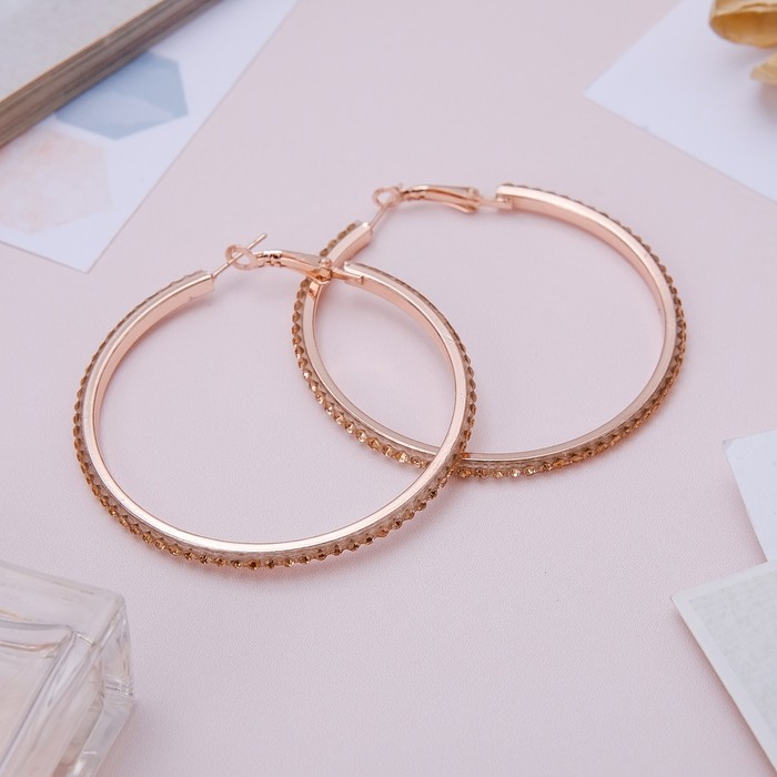 Серьги-кольца "Дискотека" дорожка блеска, цвет золотой, d=5,5 см