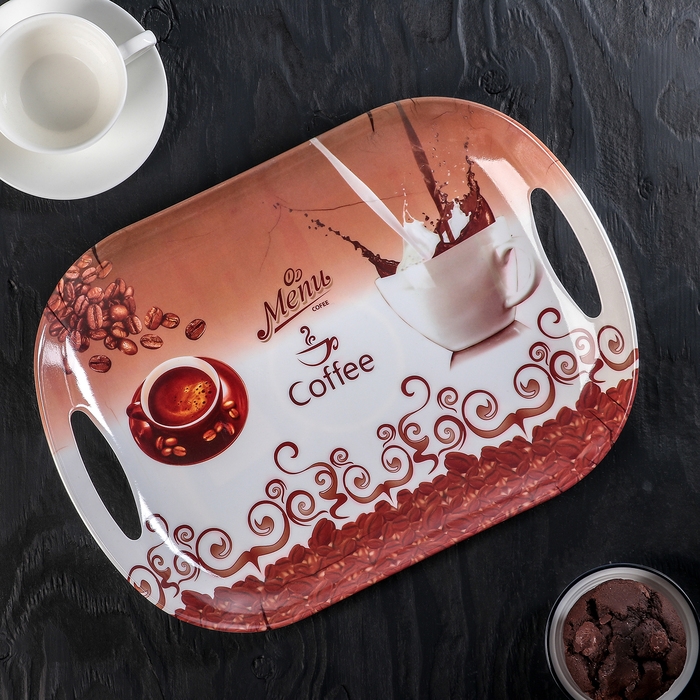 Поднос овальный "Бодрое утро", цвета МИКС