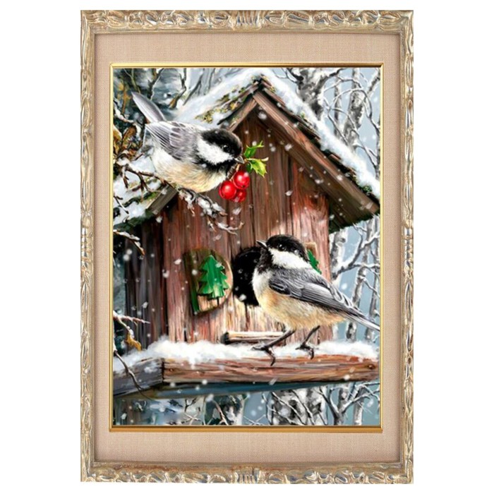 Алмазная мозаика "Синичкин подарок", 25 цветов