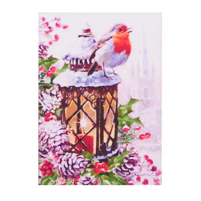 Алмазная мозаика "Снегирь на фонаре" 20*28см, 31 цвет N-703