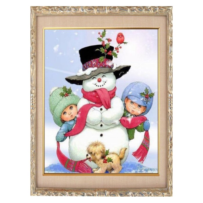 Алмазная мозаика "Снеговик" 20*27см, 29 цветов N-326