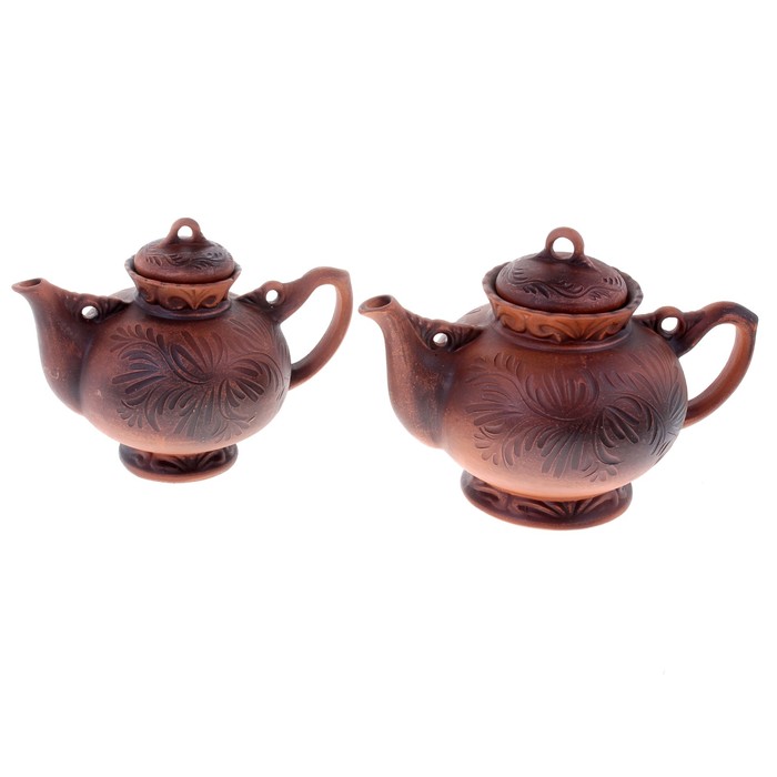 Набор чайный "Карачун" 2 предмета, с декором, чайник 1,3 л, 2 л