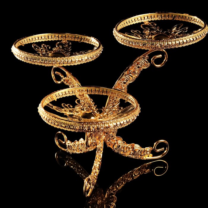 Менажница «Венеция», трехуровневая, 39×39×30 см, стекло, металл