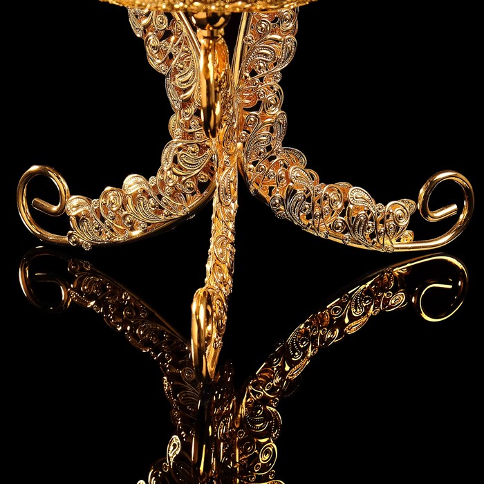 Менажница «Венеция», трехуровневая, 39×39×30 см, стекло, металл