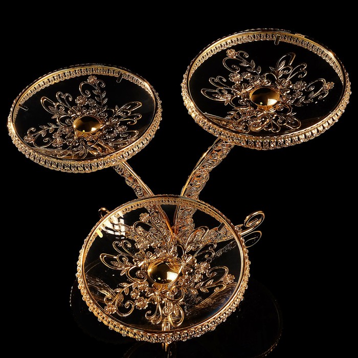 Менажница «Венеция», трехуровневая, 39×39×30 см, стекло, металл