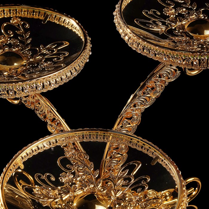 Менажница «Венеция», трехуровневая, 39×39×30 см, стекло, металл