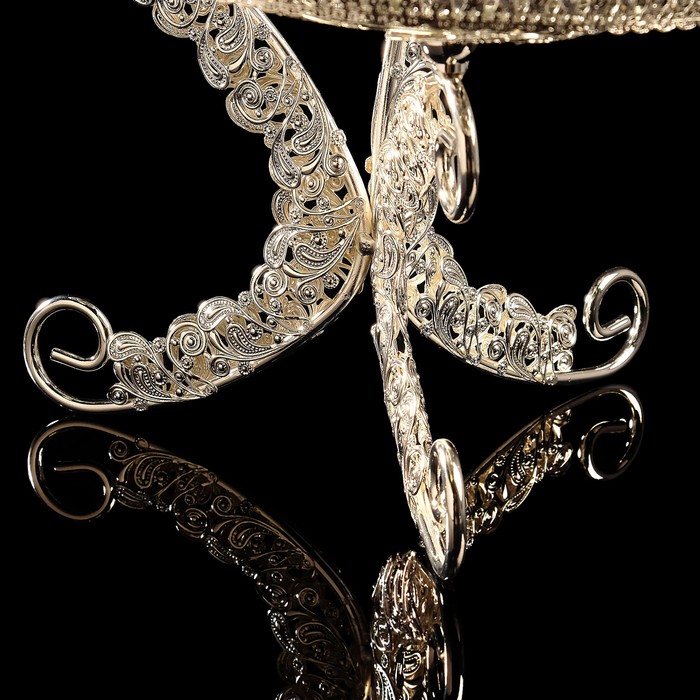 Менажница «Венеция», трехуровневая, 39×39×30 см, стекло, металл