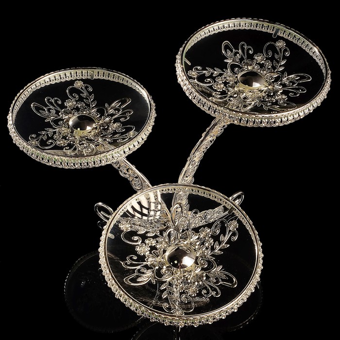 Менажница «Венеция», трехуровневая, 39×39×30 см, стекло, металл