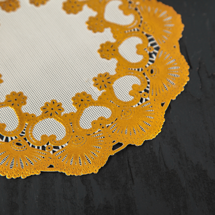 Салфетка ажурная ПВХ 15 см, золото