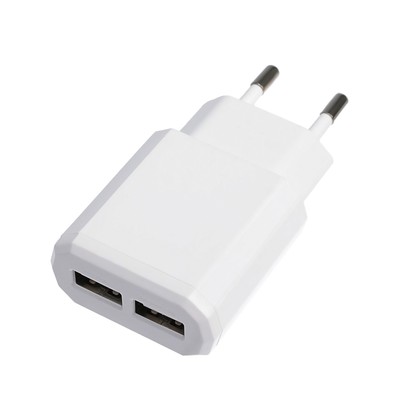 Сетевое зарядное устройство LuazON LN-120AC, 2 USB, 2-1/1 A, белое