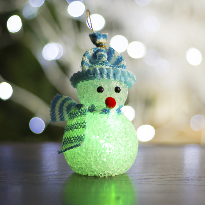 Игрушка световая "Снеговик" (батарейки в комплекте) 6х13 см, 1 LED RGB, СИНИЙ