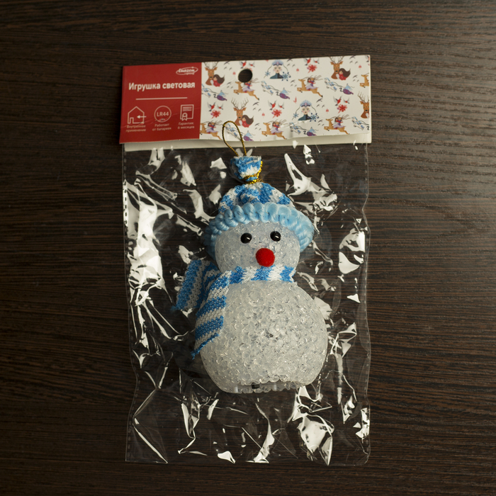 Игрушка световая "Снеговик" (батарейки в комплекте) 6х13 см, 1 LED RGB, СИНИЙ