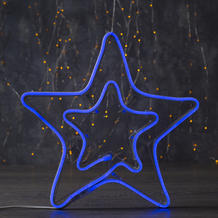 Фигура неоновая "Звезда двойная" 36х36 см, 240 LED, 220V, СИНИЙ
