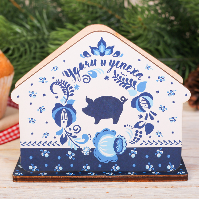 Салфетница деревянная "Удачи и успеха"