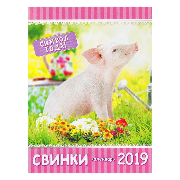 Календарь отрывной на магните "Год Свиньи. Свинка в саду" 2019 год, 9,6х12,8см