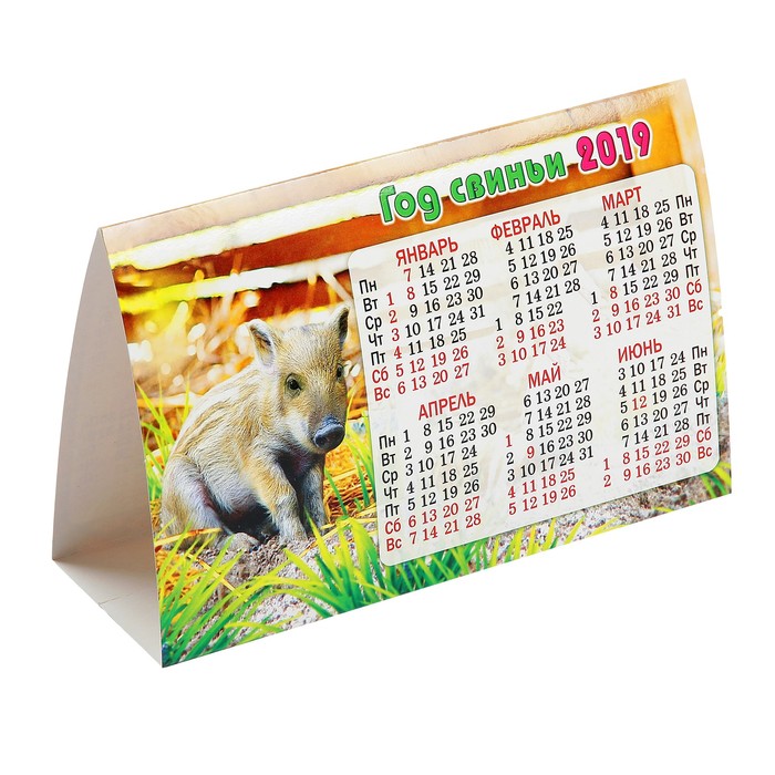 Календарь-домик треугольный "Год Свиньи. Маленький кабанчик, милашка" 2019 год, 18,8х13см