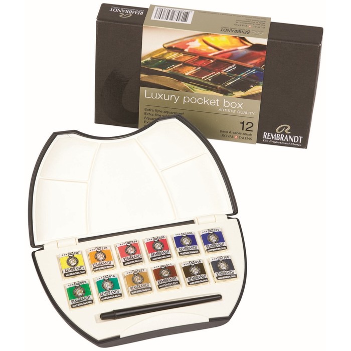Акварель худ набор в кюветах 12цв Royal Talens Rembrandt +кисть, п/к