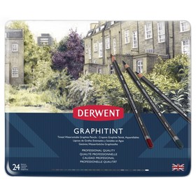 

Карандаши акварельные набор 24 цвета, Derwent Graphitint, в металлическом пенале
