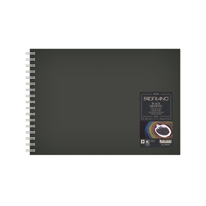 Блокнот для рисунков А2 190г/м Fabriano BlackDrawingBook 40л гребень