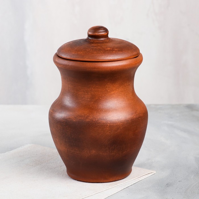 Кувшин "Крыночка низкая" с крышкой, гладкая, 1,1 л