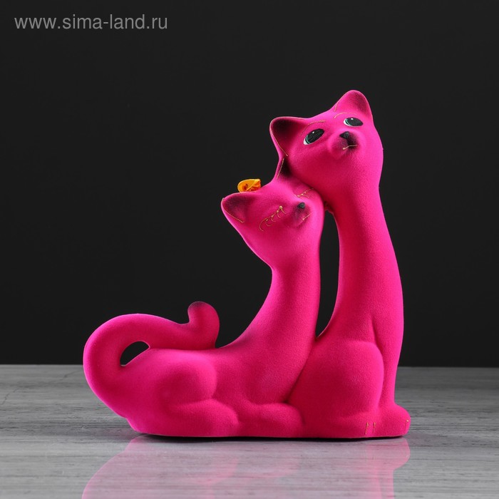 

Копилка "Кошки Сладкая пара", покрытие флок, розовая, 20 см