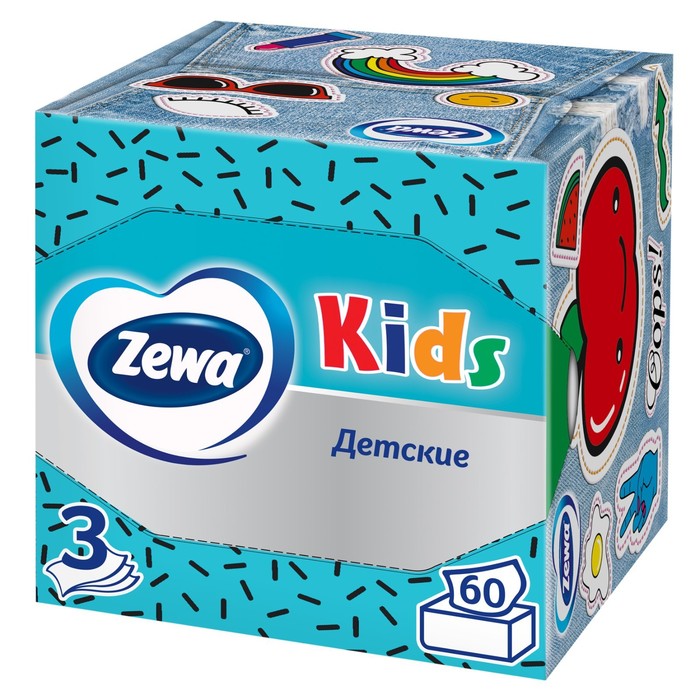 

Салфетки бумажные детские Zewa Kids, 3 слоя, 60 шт.