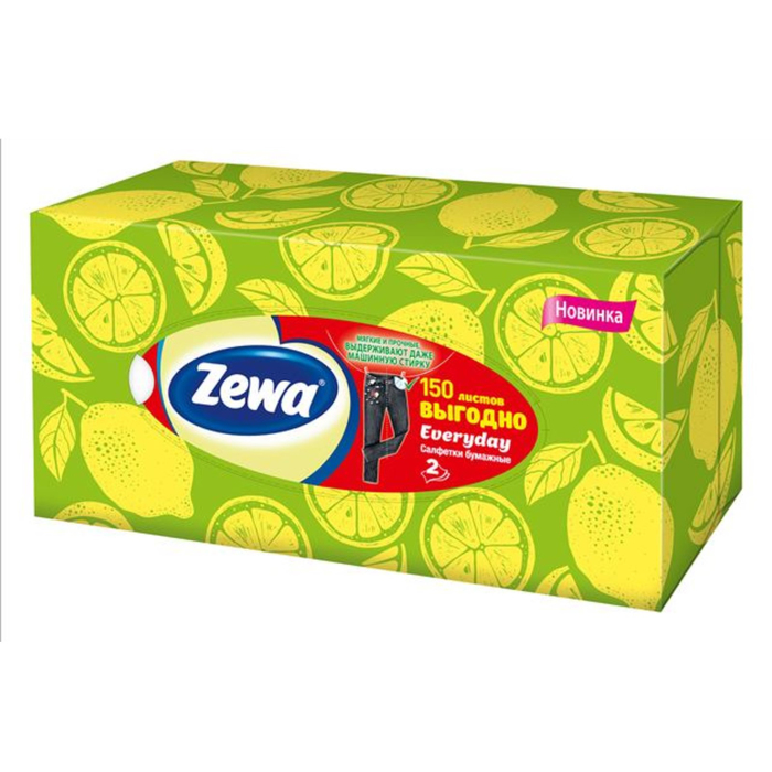 Салфетки бумажные косметические Zewa Everyday, 2 слоя, 150 шт