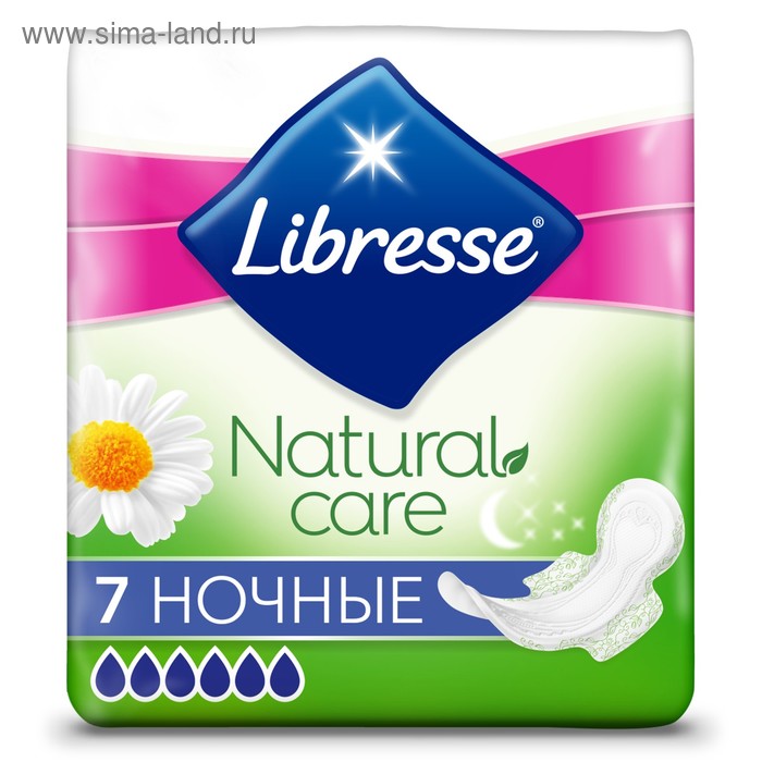Прокладки Libresse Natural Care Maxi Goodnight, 7 шт.