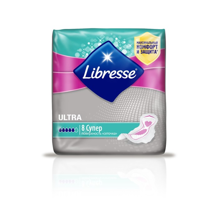 Гигиенические прокладки Libresse Ultra Super с поверхностью "сеточка", 8 шт
