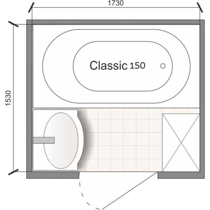 Ванна акриловая DOMANI-SPA Classic, 150 х 70 см