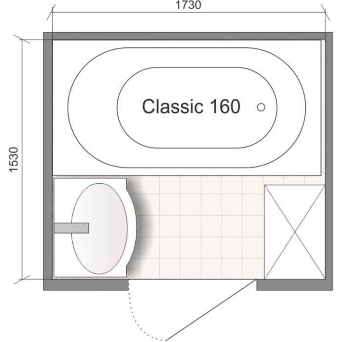 Ванна акриловая DOMANI-SPA Classic, 160 х 70 см