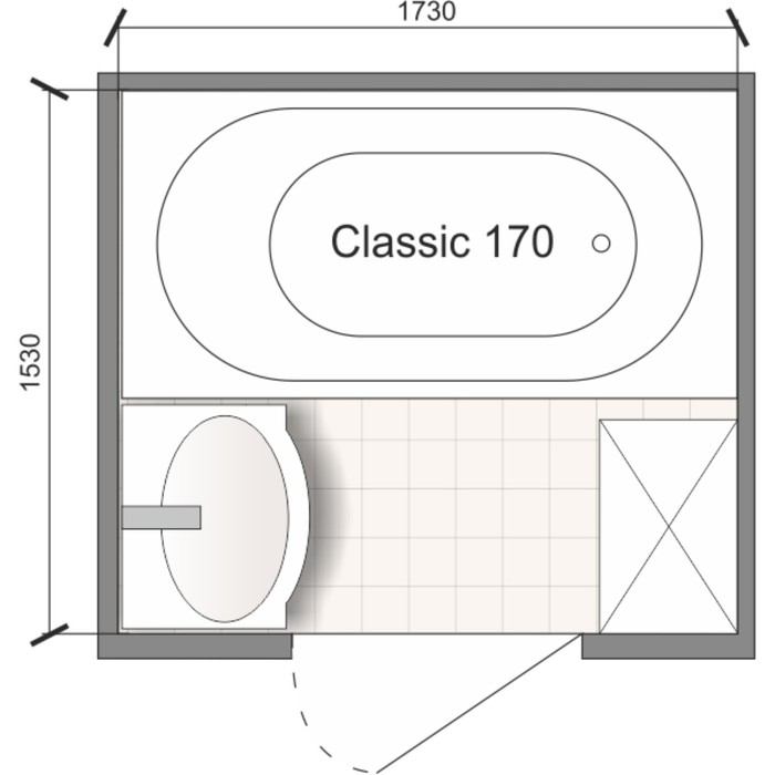 Ванна акриловая DOMANI-SPA Classic, 170 х 70 см
