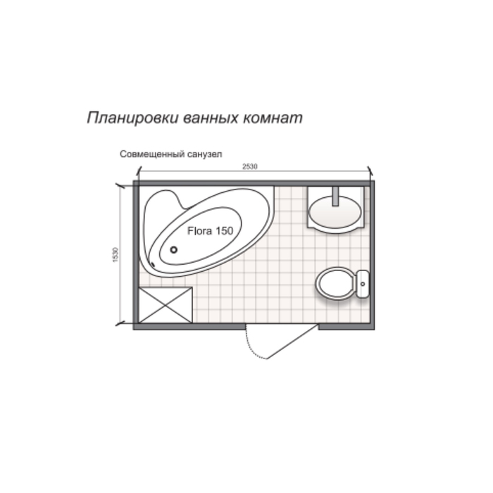 Ванна акриловая DOMANI-SPA Flora 150 L, левая