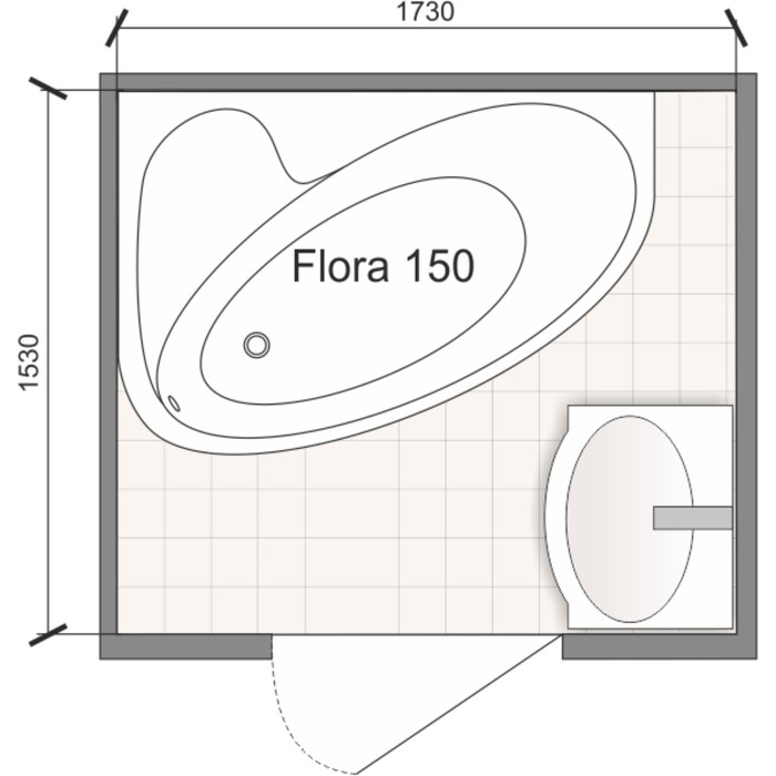 Ванна акриловая DOMANI-SPA Flora 150 L, левая