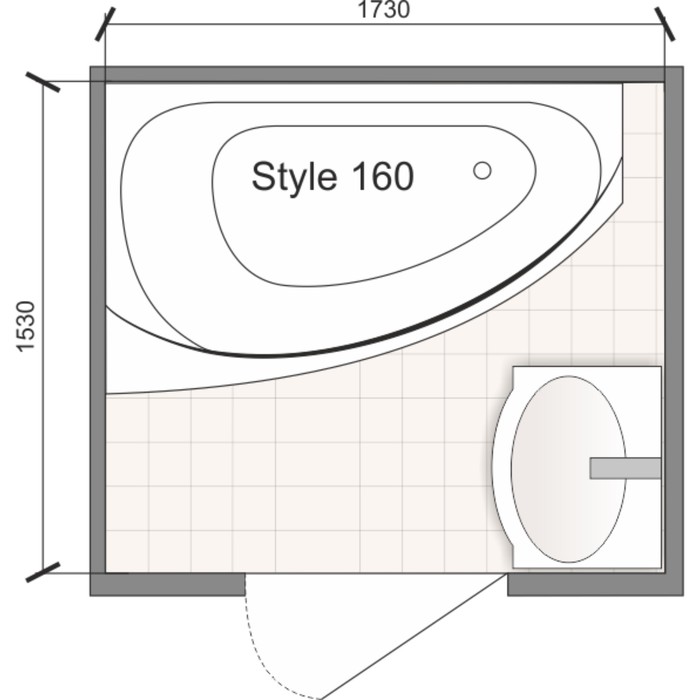 Ванна акриловая DOMANI-SPA Style 160 L, левая