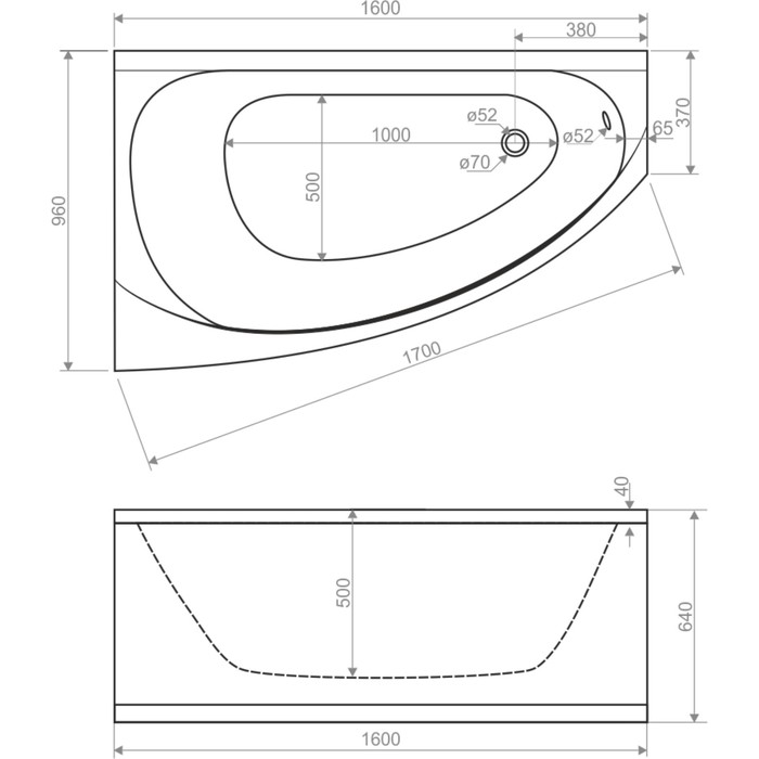 Ванна акриловая DOMANI-SPA Style 160 L, левая