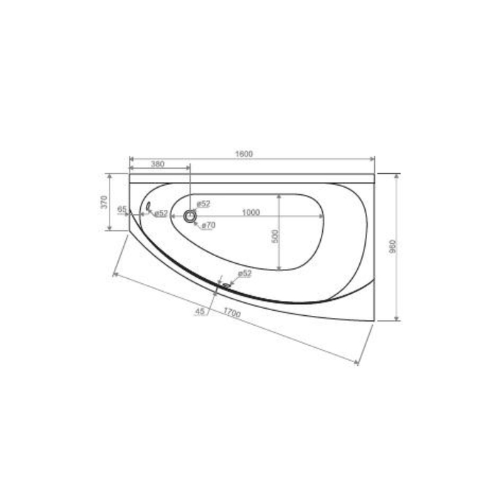 Ванна акриловая DOMANI-SPA Style 160 R, правая