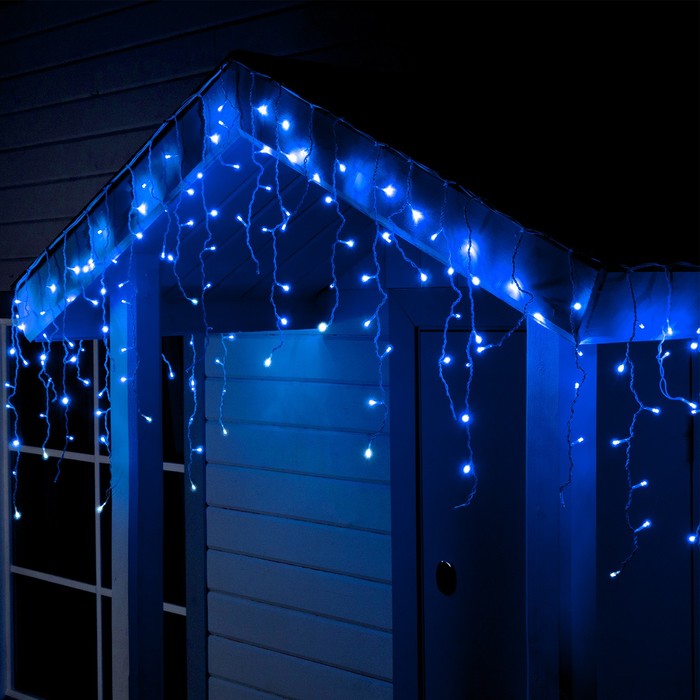 

Гирлянда «Бахрома» 3 × 0.6 м, IP44, УМС, белая нить, 160 LED, свечение синее, мерцание белым, 220 В