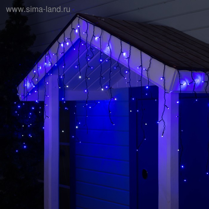 

Гирлянда «Бахрома» 3 × 0.6 м, IP44, УМС, тёмная нить, 160 LED, свечение синее, мерцание белым, 220 В