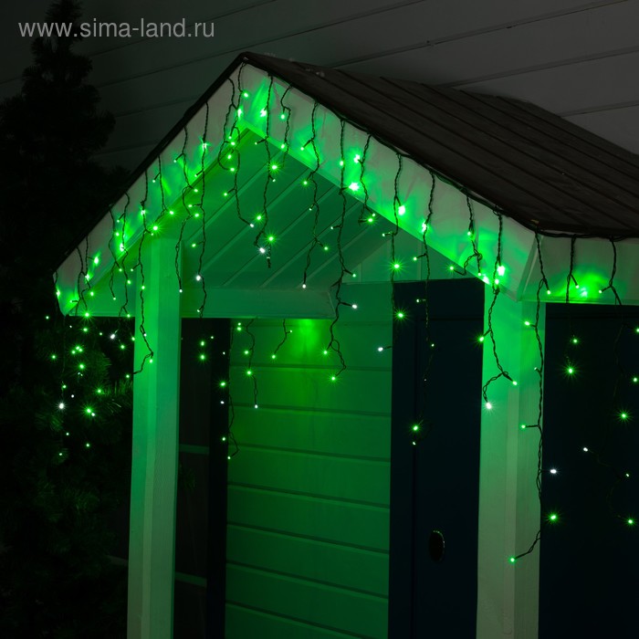 

Гирлянда «Бахрома» 3 × 0.6 м, IP44, УМС, тёмная нить, 160 LED, свечение зелёное, мерцание белым, 220 В