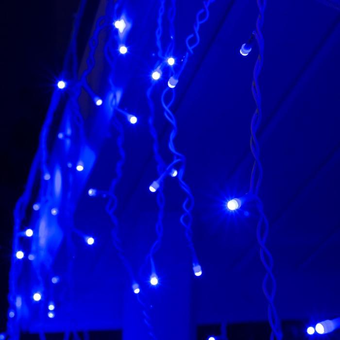 Гирлянда "Бахрома" 3 х 0.6 м , IP44, УМС, белая нить, 160 SMD-LED, свечение синее, 220 В