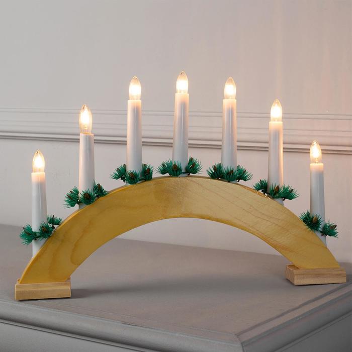 Фигура дерв."Горка рождественская дерево 2", 7 свечей, 3 Вт, 34 В, Е10, 220 В, Т/БЕЛЫЙ