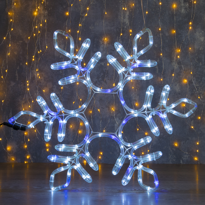 Фигура дюралайт "Снежинка" 55х55 см, 144/24 LED, мерцание, 220V, БЕЛЫЙ-СИНИЙ
