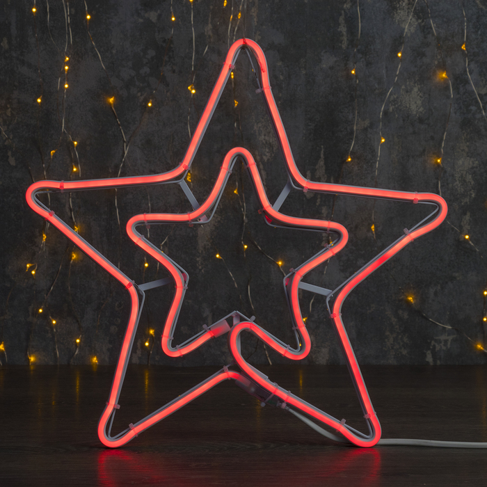 Фигура неоновая "Звезда двойная" 36х36 см, 240 LED, 220V, КРАСНЫЙ