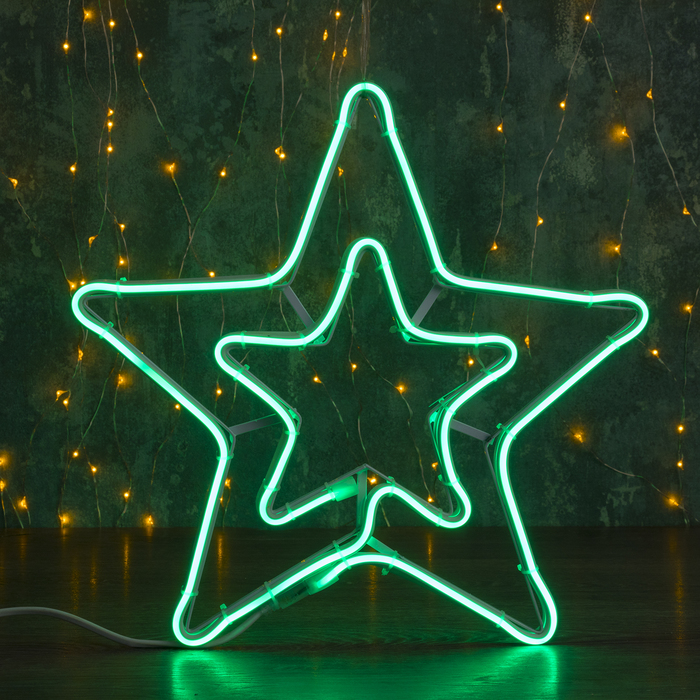 Фигура неоновая "Звезда двойная" 36х36 см, 240 LED, 220V, ЗЕЛЕНЫЙ